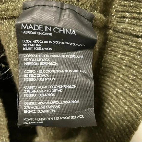 Club  Monaco cotton wool yak hair blend army green sweater - Picture 4 of 7